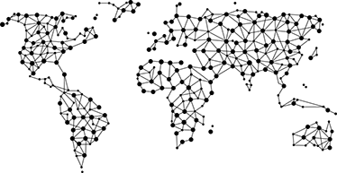 World map vinyl rug with network design - TenStickers