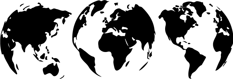 World map vinyl rug with 3 earth maps of continents - TenStickers