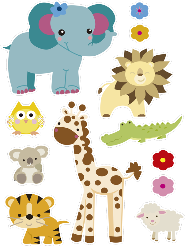 Kids vinyl rug jungle animal stickers - TenStickers