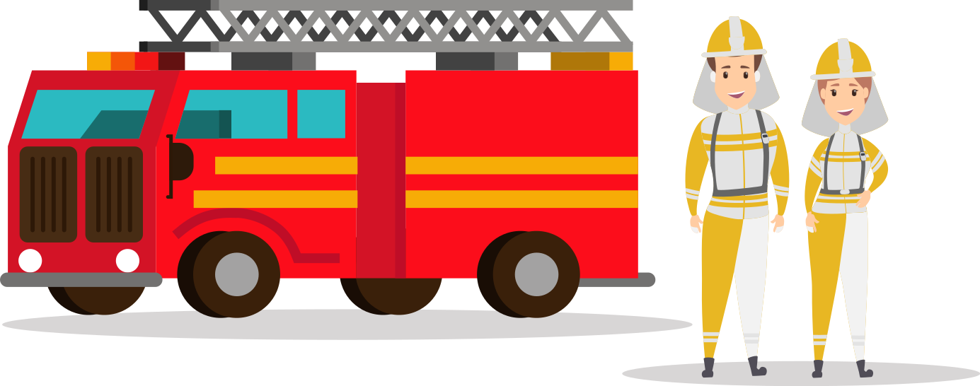 Kids vinyl rug firefighter man and woman car - TenStickers