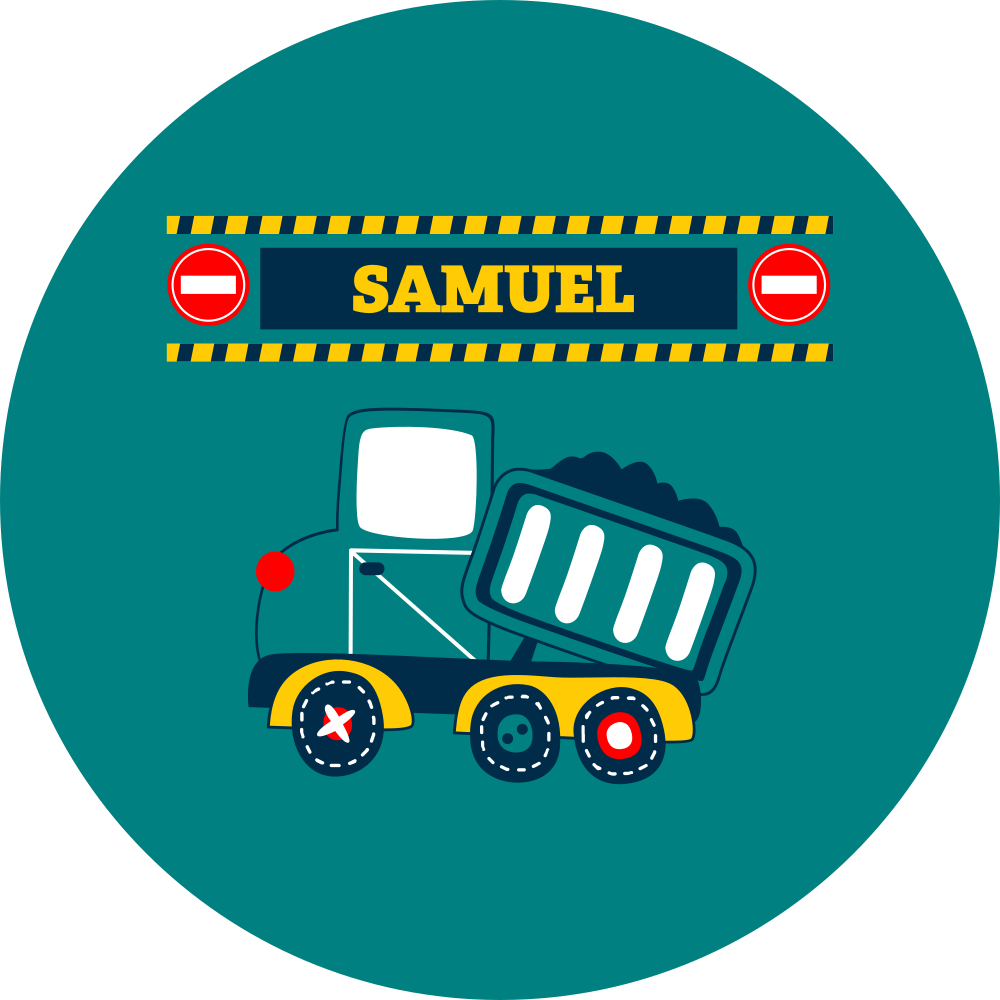 Kids vinyl rug personalised construction truck - TenStickers