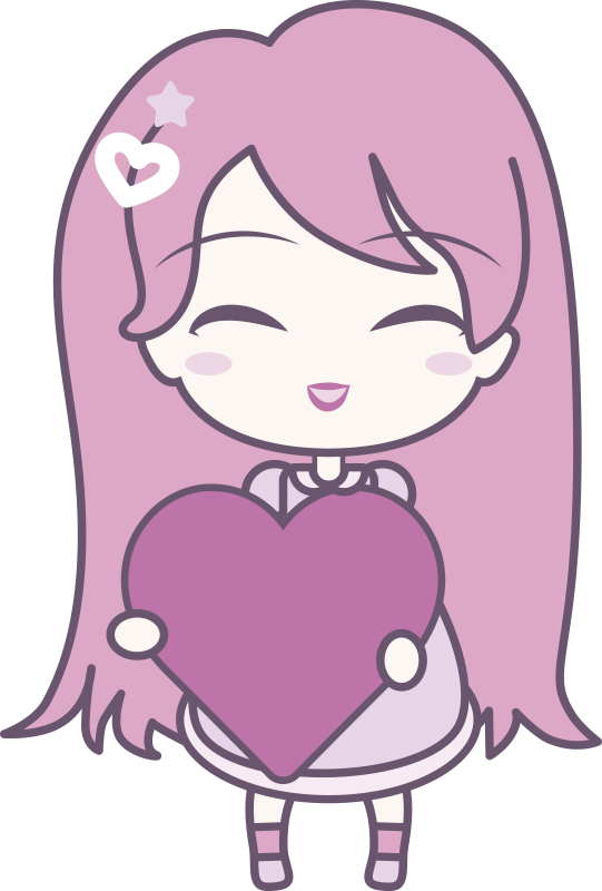 Kids vinyl rug featuring an anime girl spreading love - TenStickers