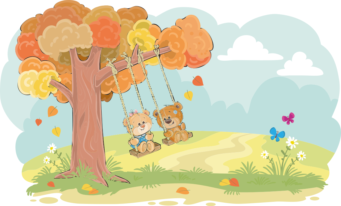 Kids vinyl rug teddy bears in the woods - TenStickers