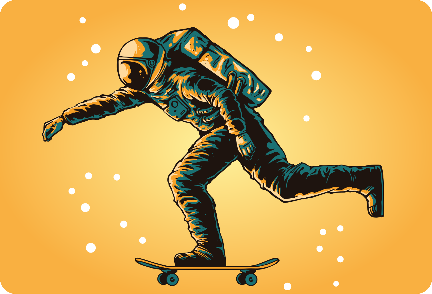 Kids vinyl rug astronaut skateboarding - TenStickers