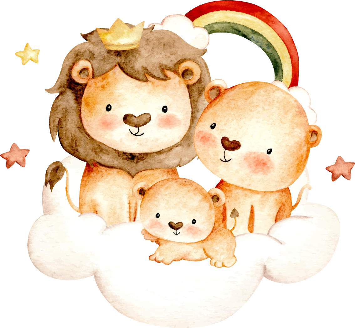 Kids vinyl rug baby animals with stars and clouds - TenStickers