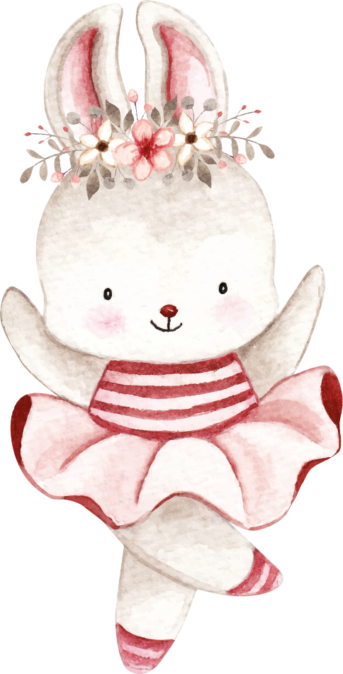 Kids vinyl rug rabbit ballerina in roses - TenStickers