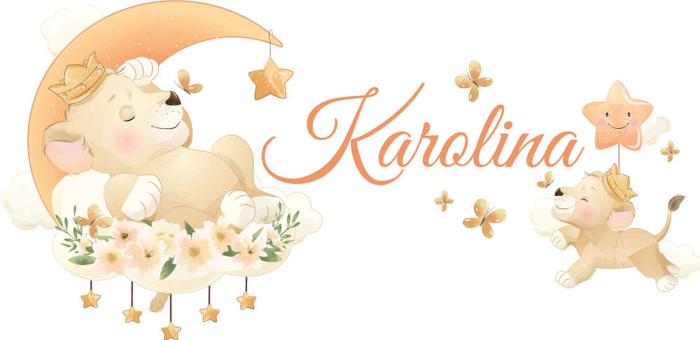 Kids vinyl rug cute lion animal with name - TenStickers