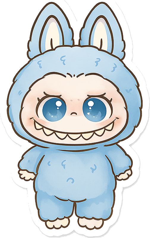 Kids vinyl rug blue monster doll - TenStickers