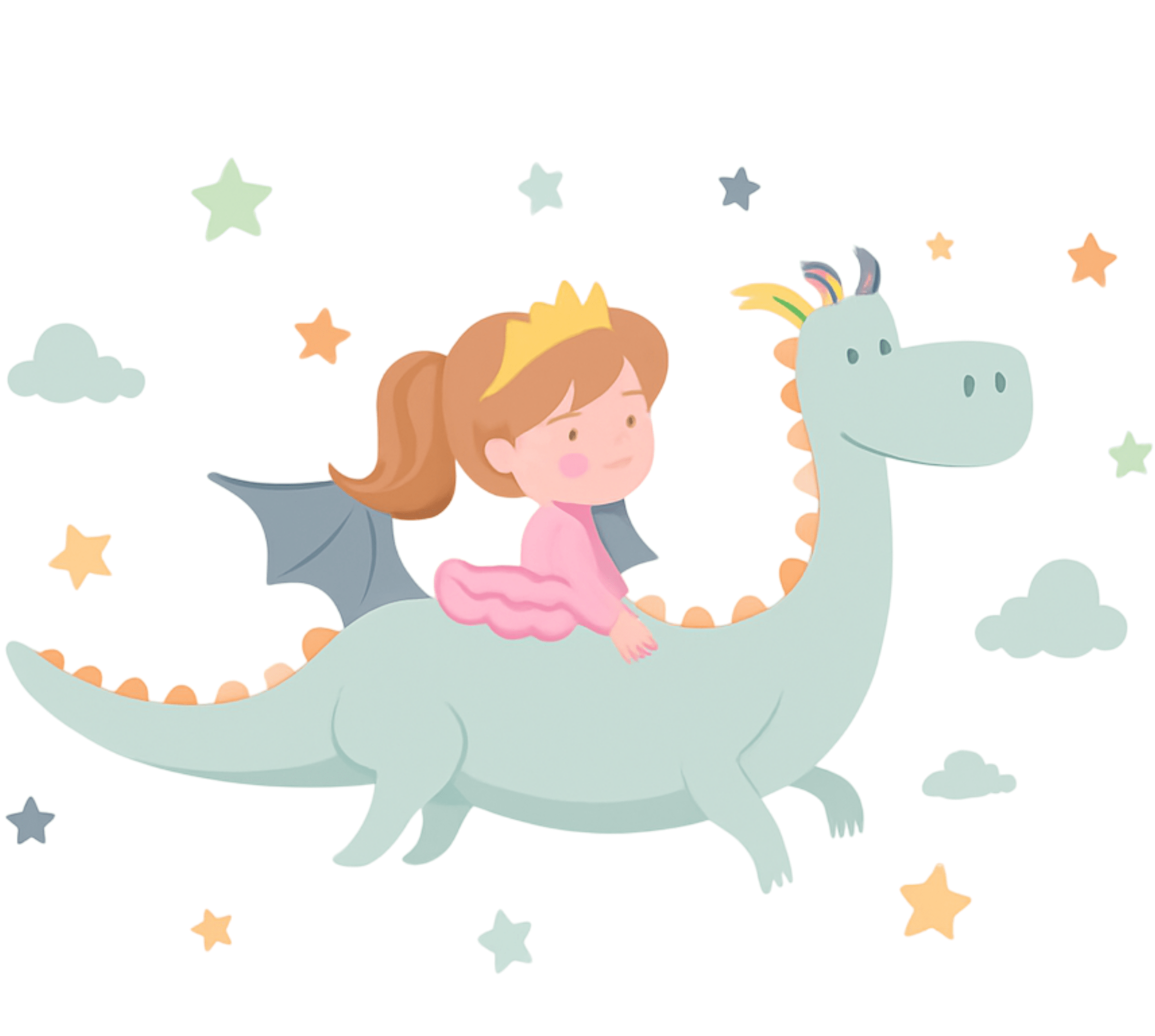 Kids vinyl rug princess riding a dragon - TenStickers