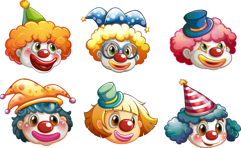 Kids vinyl rug colorful clown faces - TenStickers