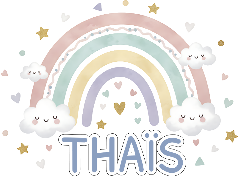 Kids vinyl rug with personalized rainbow design - TenStickers