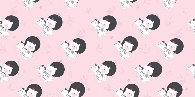 Kids vinyl rug baby zebra and bear decor - TenStickers