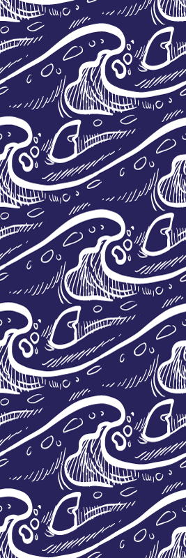 Bathroom vinyl rug with blue wave pattern - TenStickers