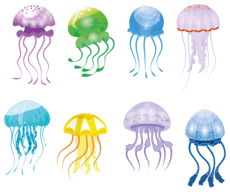 Jellyfish colours bathroom vinyl rug - TenStickers