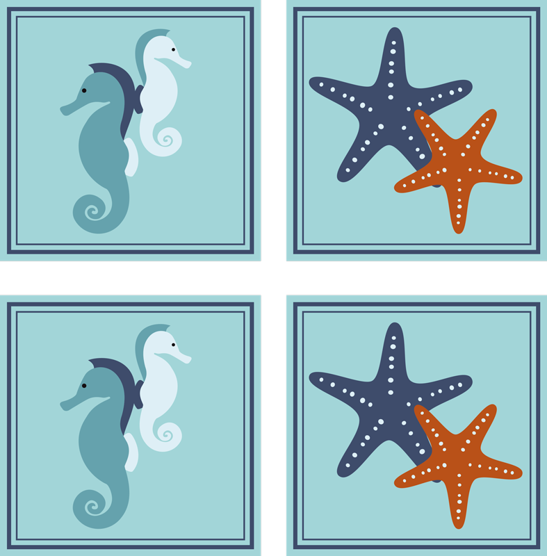 Bathroom vinyl rug in marine style tile - TenStickers