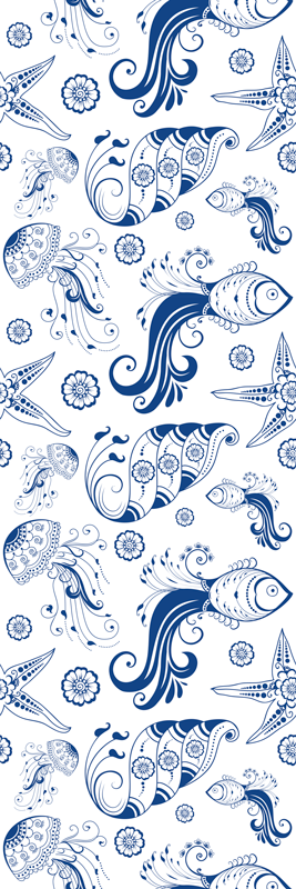 Bathroom vinyl rug ornamental sea life design - TenStickers