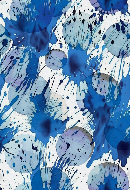 Bathroom vinyl rug in blue ink circles - TenStickers