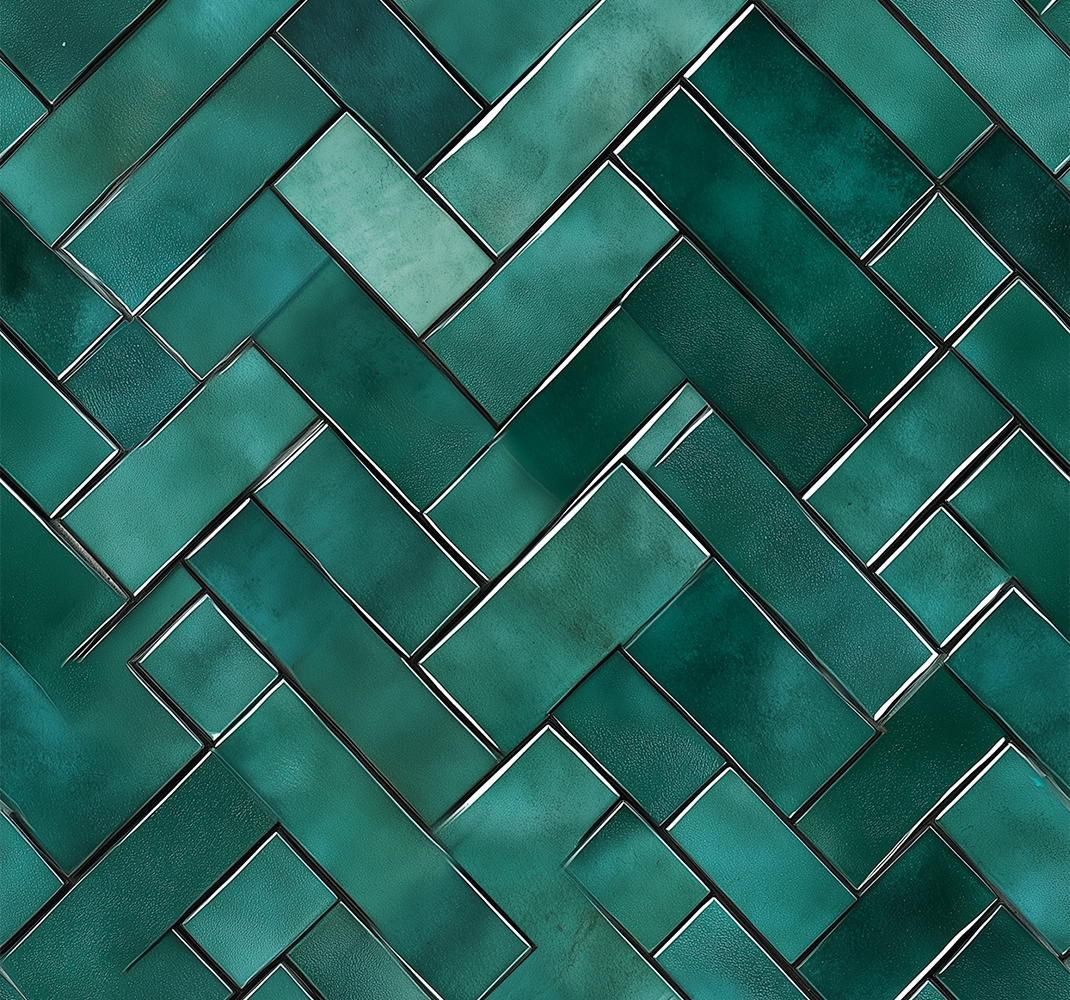 Herringbone green bathroom vinyl rug - TenStickers