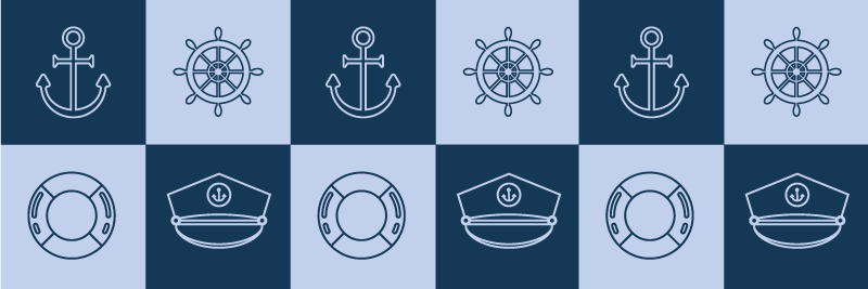 Bathroom vinyl rug with marine symbols design - TenStickers