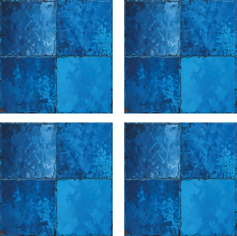 Bathroom vinyl rug in marine blue square design - TenStickers
