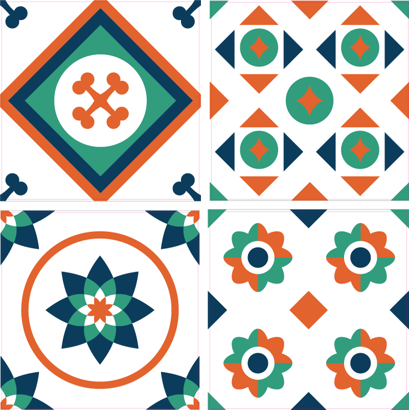 Bathroom vinyl rug geometric tile design - TenStickers