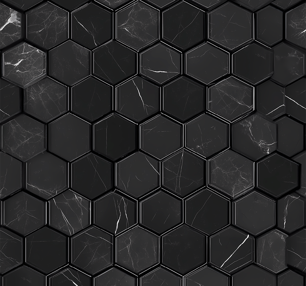 Bathroom vinyl rug in black hexagon design - TenStickers