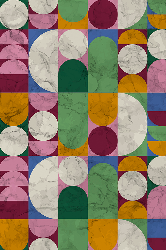 Bathroom vinyl rug with geometric textured designs - TenStickers