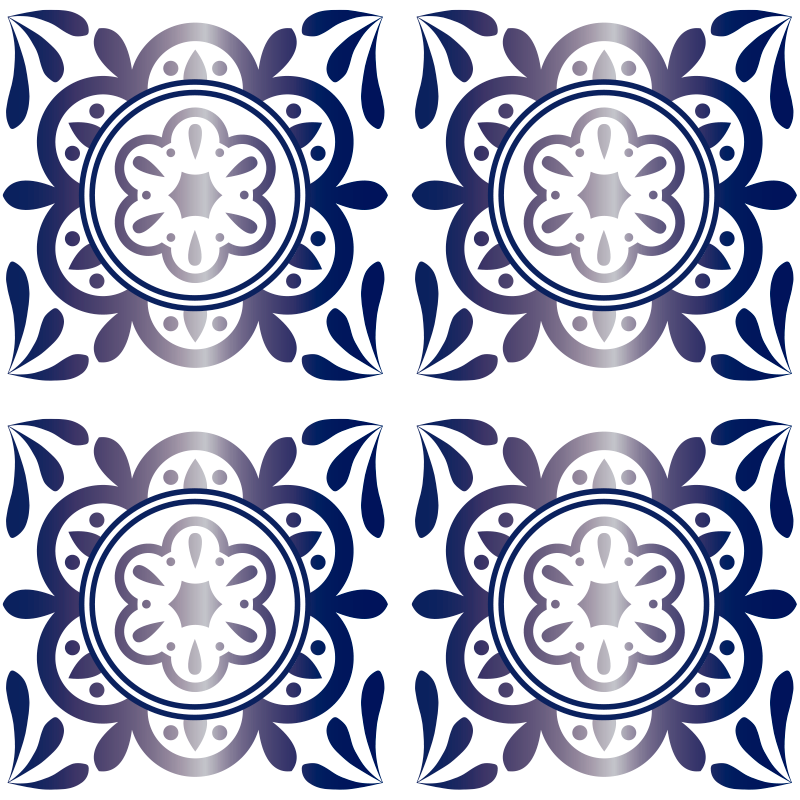 Kitchen vinyl rug in antique blue spanish tile - TenStickers