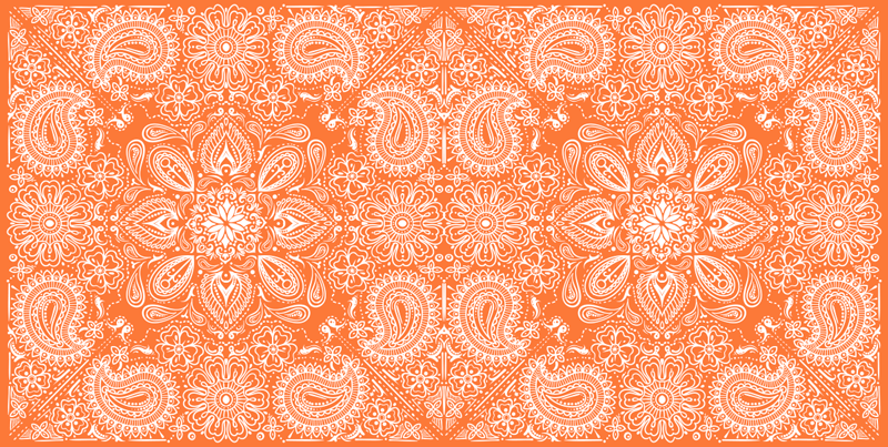 Kitchen vinyl rug paisley tile design - TenStickers