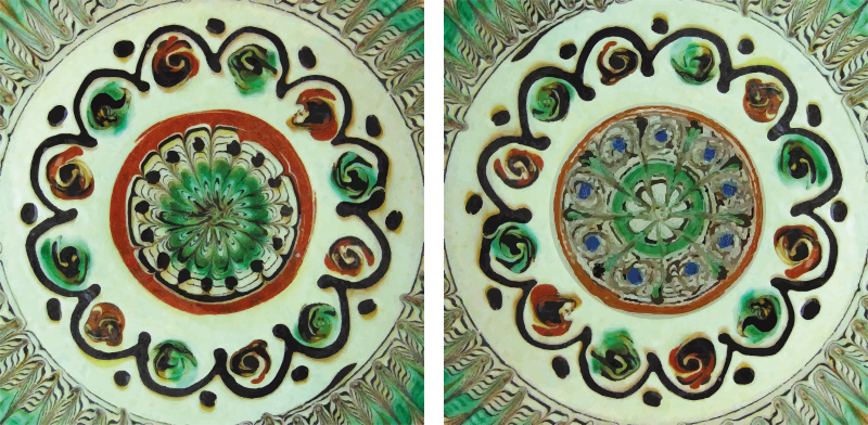 Horezu tiles kitchen vinyl rug - TenStickers