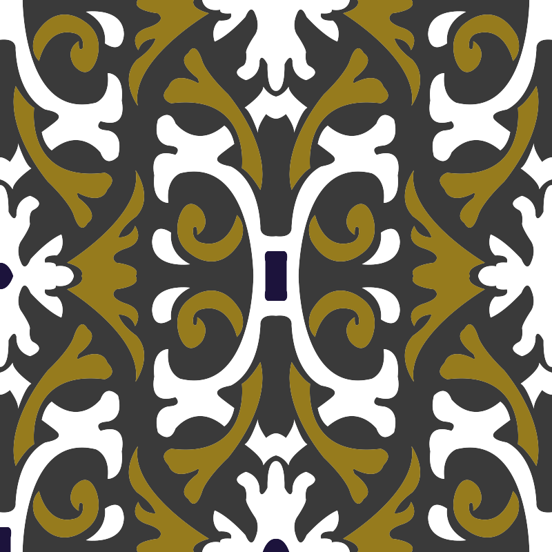 Kitchen vinyl rug with vintage beige floral design - TenStickers