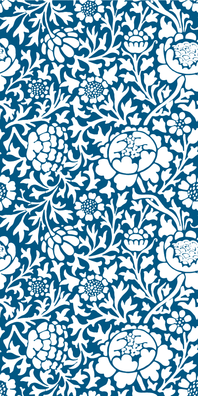 Marine blue floral kitchen vinyl rug - TenStickers