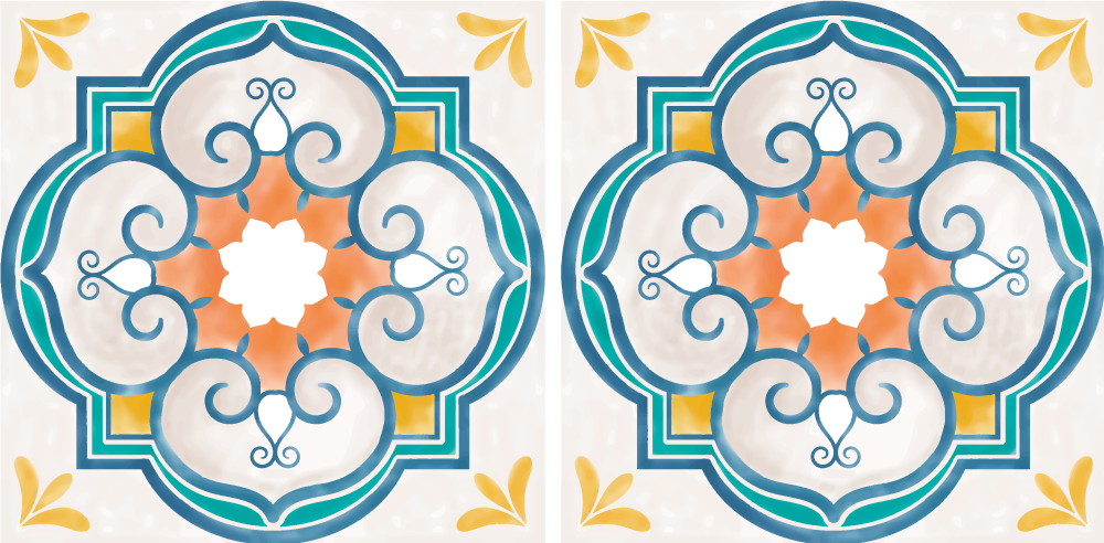 Kitchen vinyl rug with matching cement patterns - TenStickers