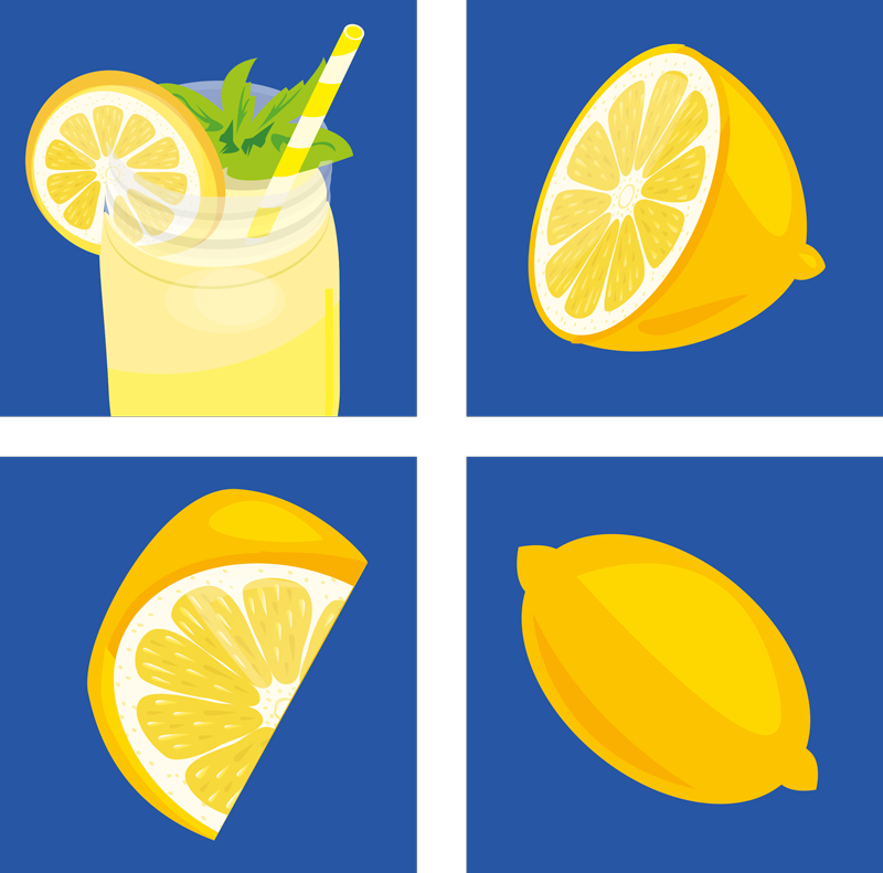 Kitchen vinyl rug lemon juice tiles - TenStickers