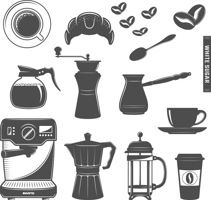Kitchen vinyl rug coffee set menu design - TenStickers