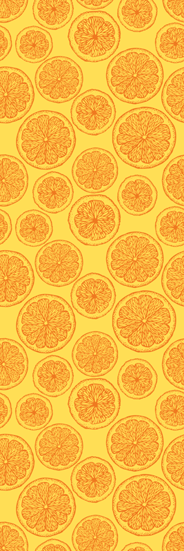 Kitchen vinyl rug with orange hand-drawn pattern - TenStickers