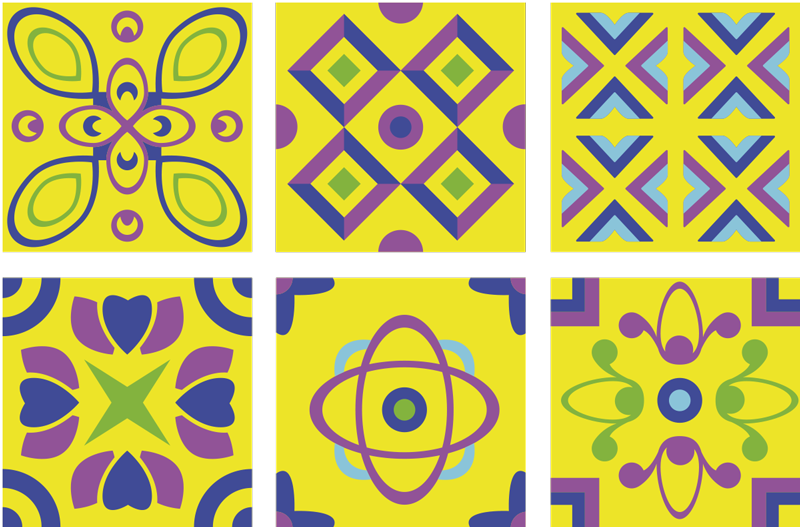 Kitchen vinyl rug with psychedelic patterns - TenStickers