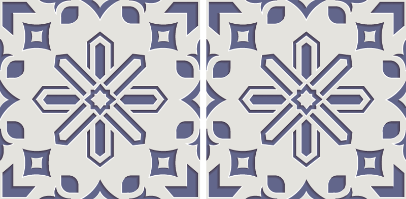 Cute blue and white tile pattern kitchen vinyl rug - TenStickers