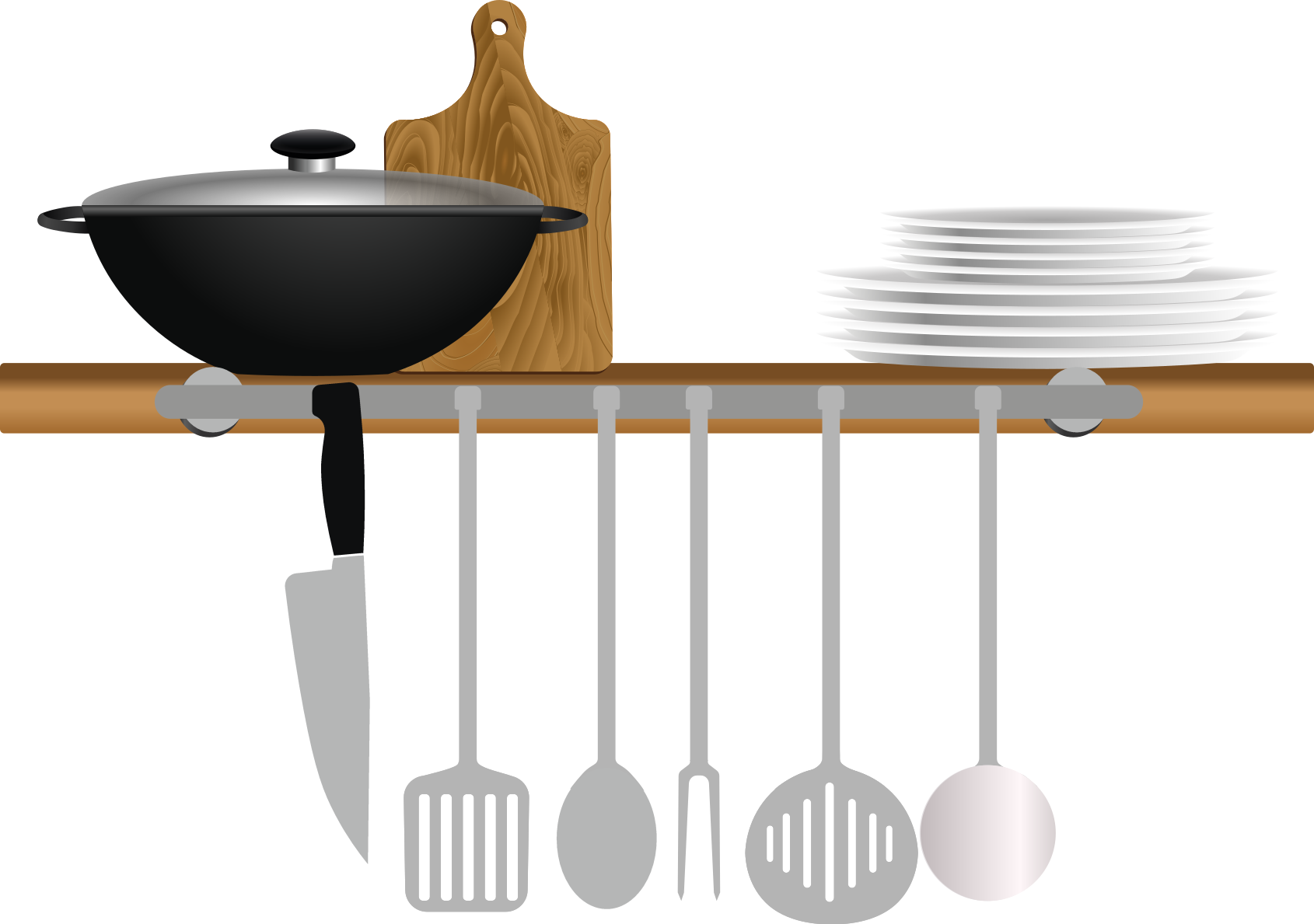 Kitchen vinyl rug dish drying rack with plates bowl - TenStickers