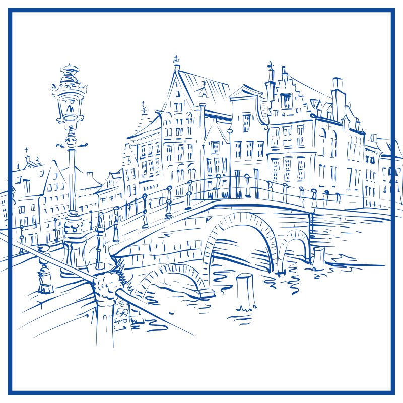 Kitchen vinyl rug delft blue canal houses - TenStickers