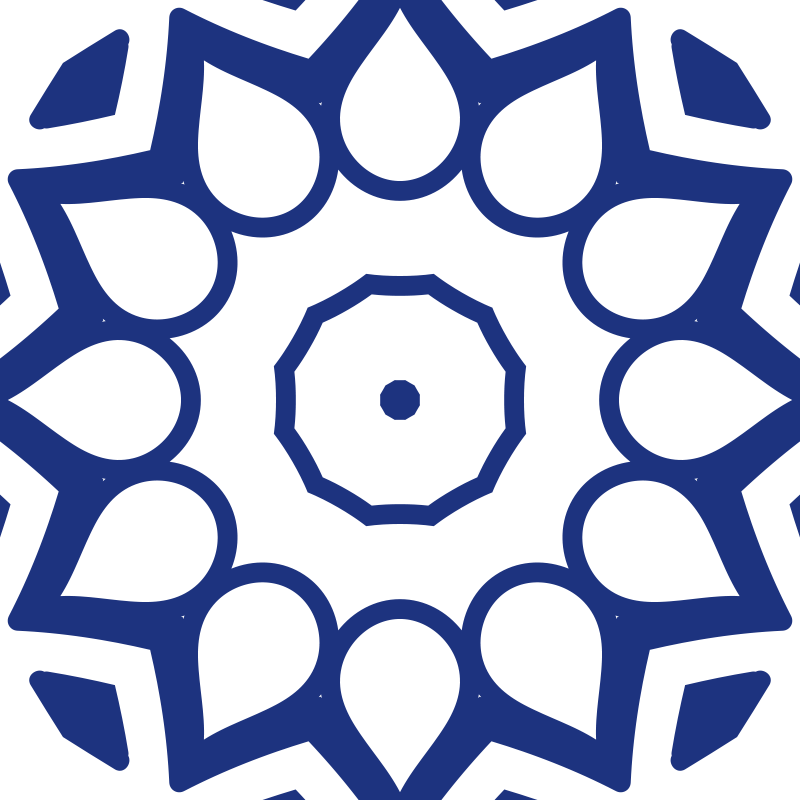 Delft blue mandala flowers kitchen vinyl rug - TenStickers