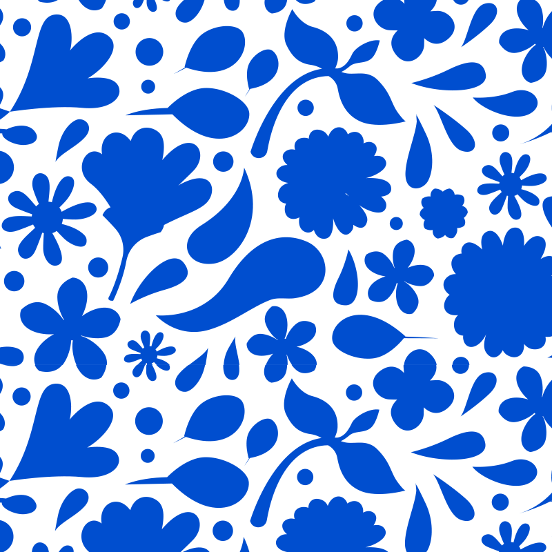 Delft blue floral kitchen vinyl rug - TenStickers