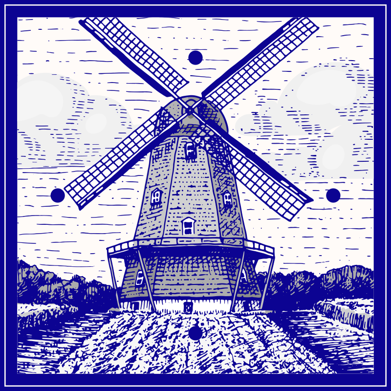 Delfts blue kitchen vinyl rug - TenStickers