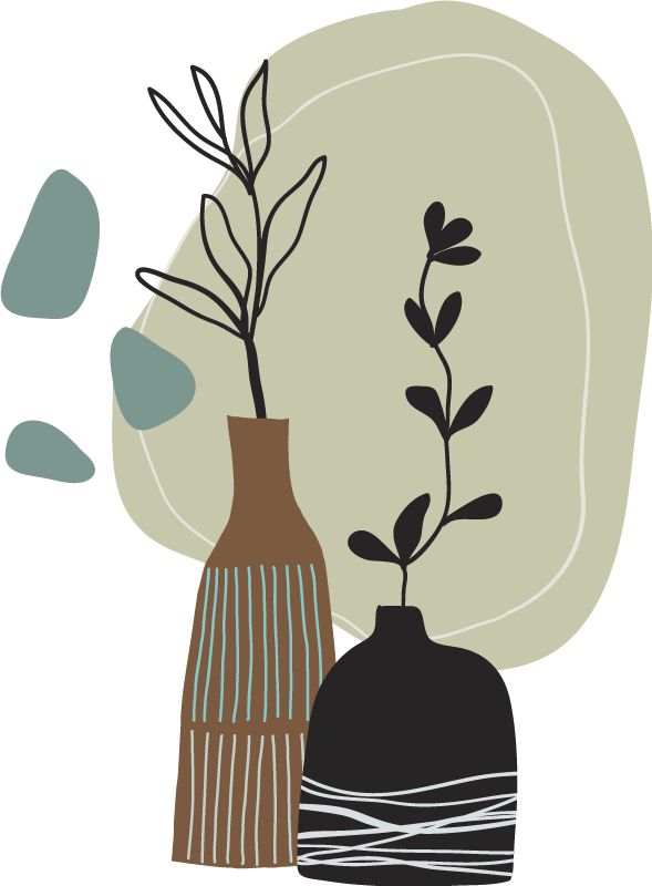 Kitchen vinyl rug with colored leaves in vase - TenStickers