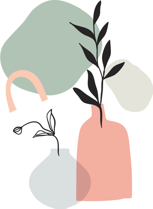 Kitchen vinyl rug with minimalist colored leaves - TenStickers