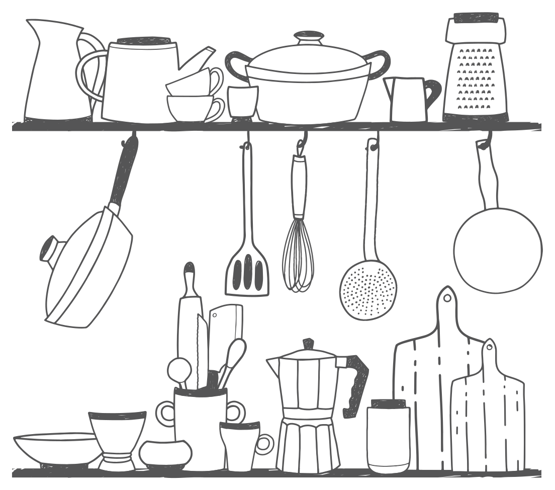 Kitchen vinyl rug kitchen tools for shelf cooking - TenStickers