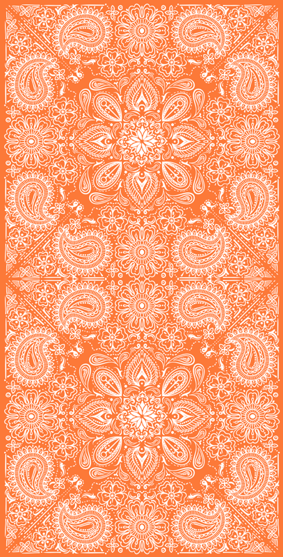 Kitchen vinyl rug paisley tile fridge - TenStickers