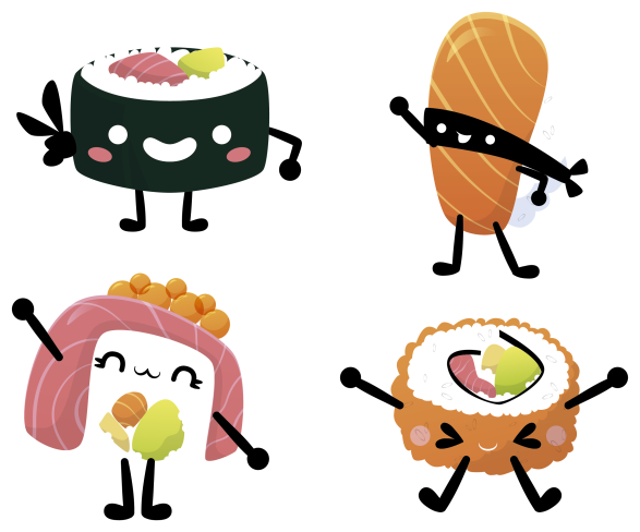 Kawaii sushi kitchen vinyl rug - TenStickers