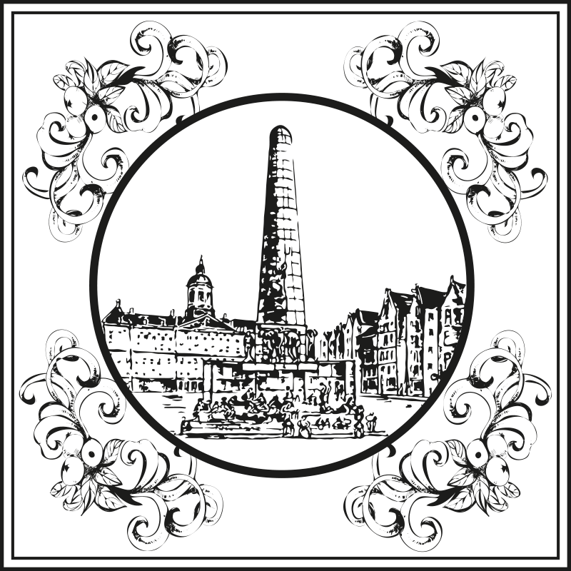 Kitchen vinyl rug amsterdam dam square design - TenStickers