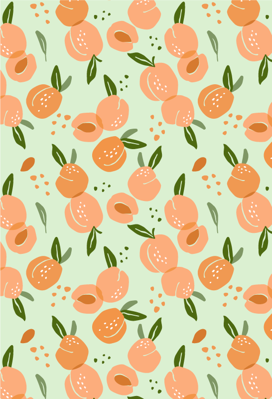 Kitchen vinyl rug with peaches on green background - TenStickers